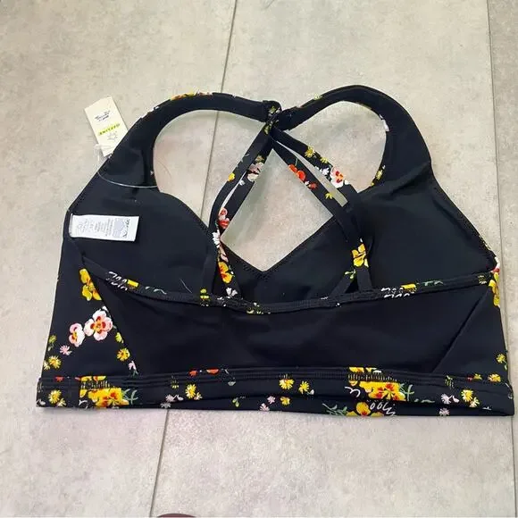 NWT Aerie Offline Goals Plunge Sports Bra 2 Pack Maroon Black Floral Small Mesh - Picture 10 of 16